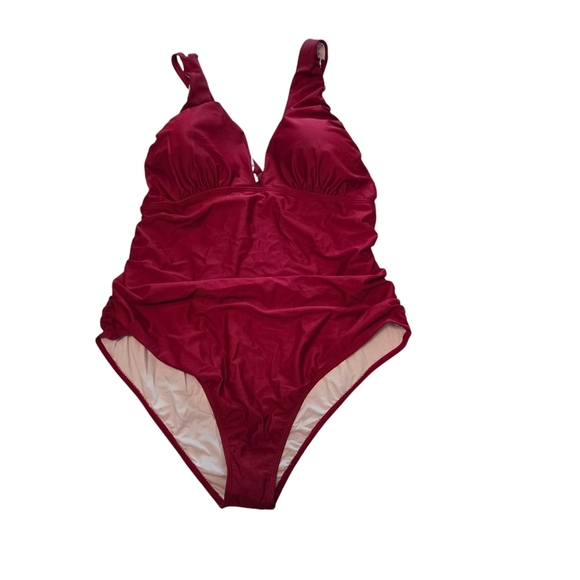YOU DI AN One Piece Wine Red Swimsuit Ruched Women size 3XL - Picture 1 of 13
